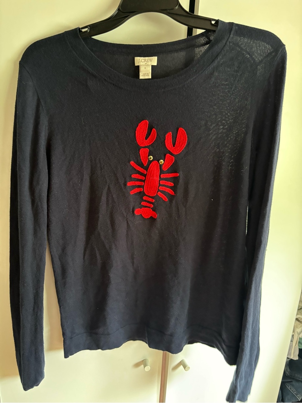 J.Crew Navy Sweater with Red Lobster Patch